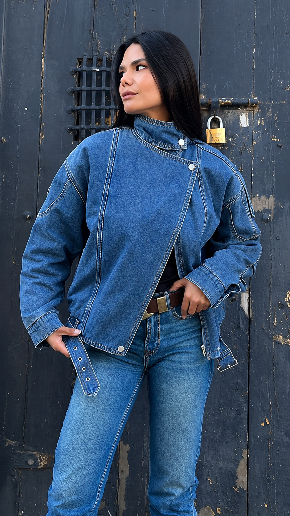 Chaqueta Denim Asimétrica
