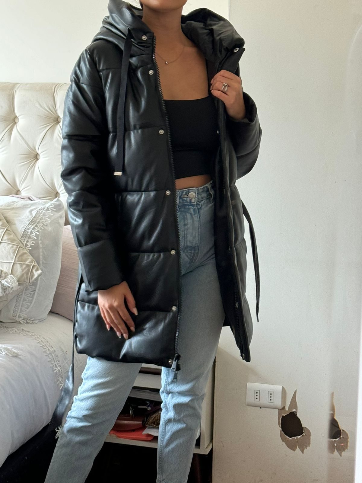 Abrigo Puffer Eco Cuero 🖤