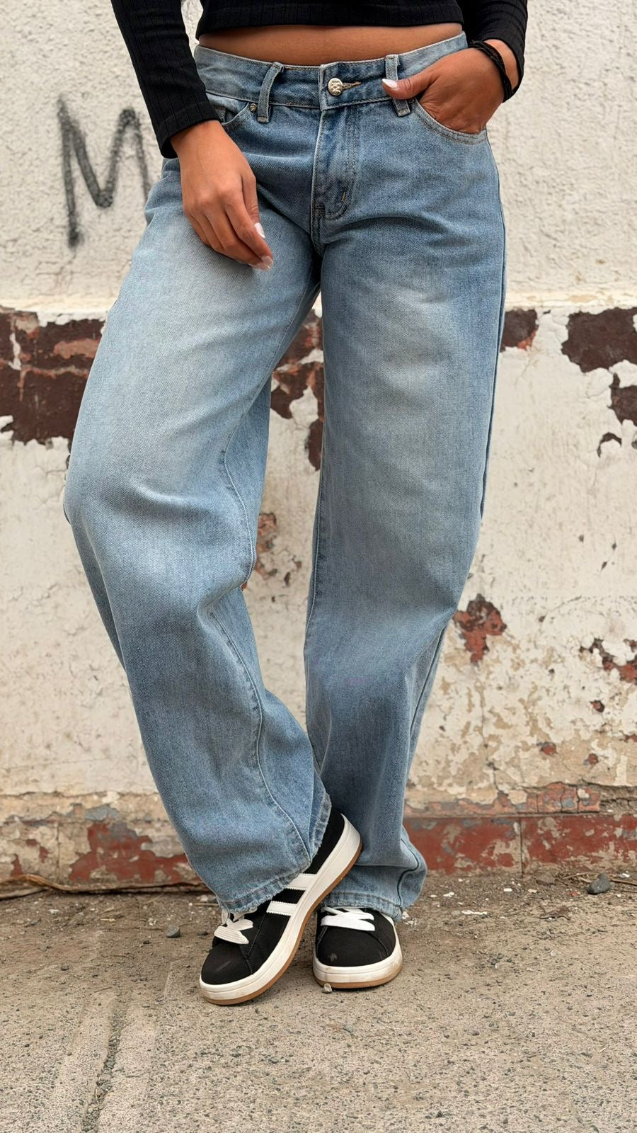 Jeans Wide Leg Tapa Claro🩵
