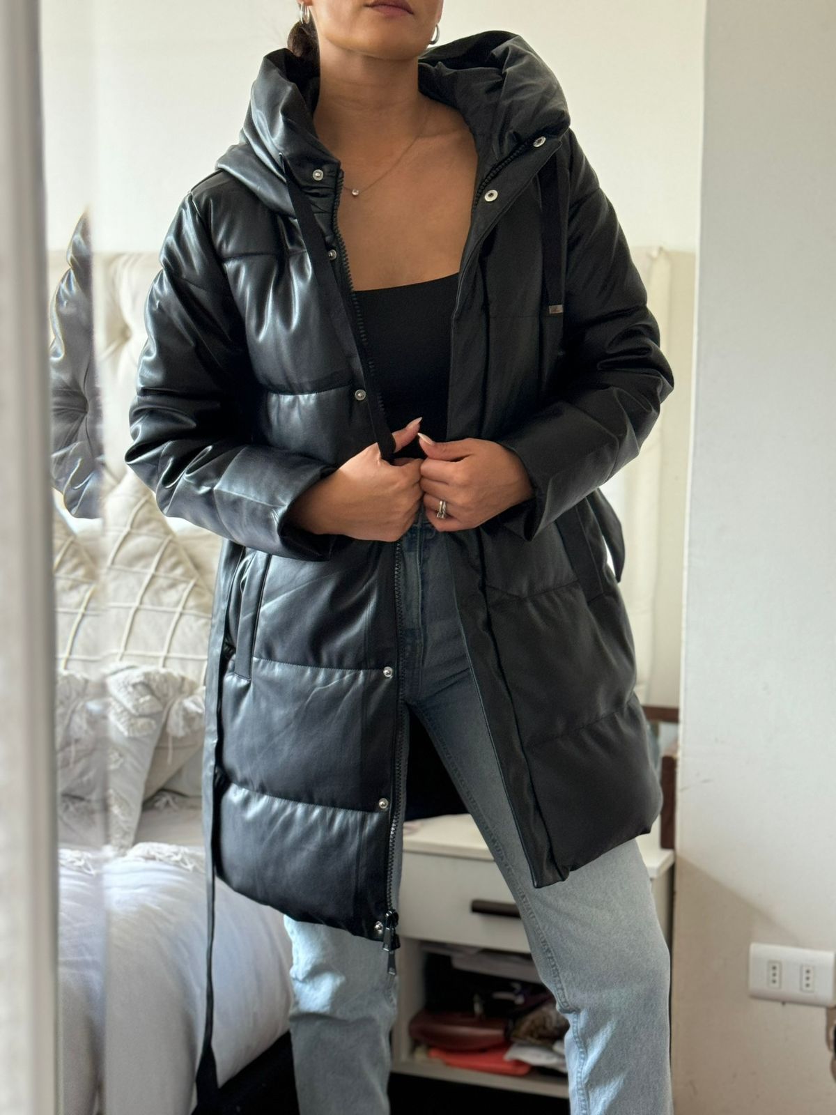 Abrigo Puffer Eco Cuero 🖤