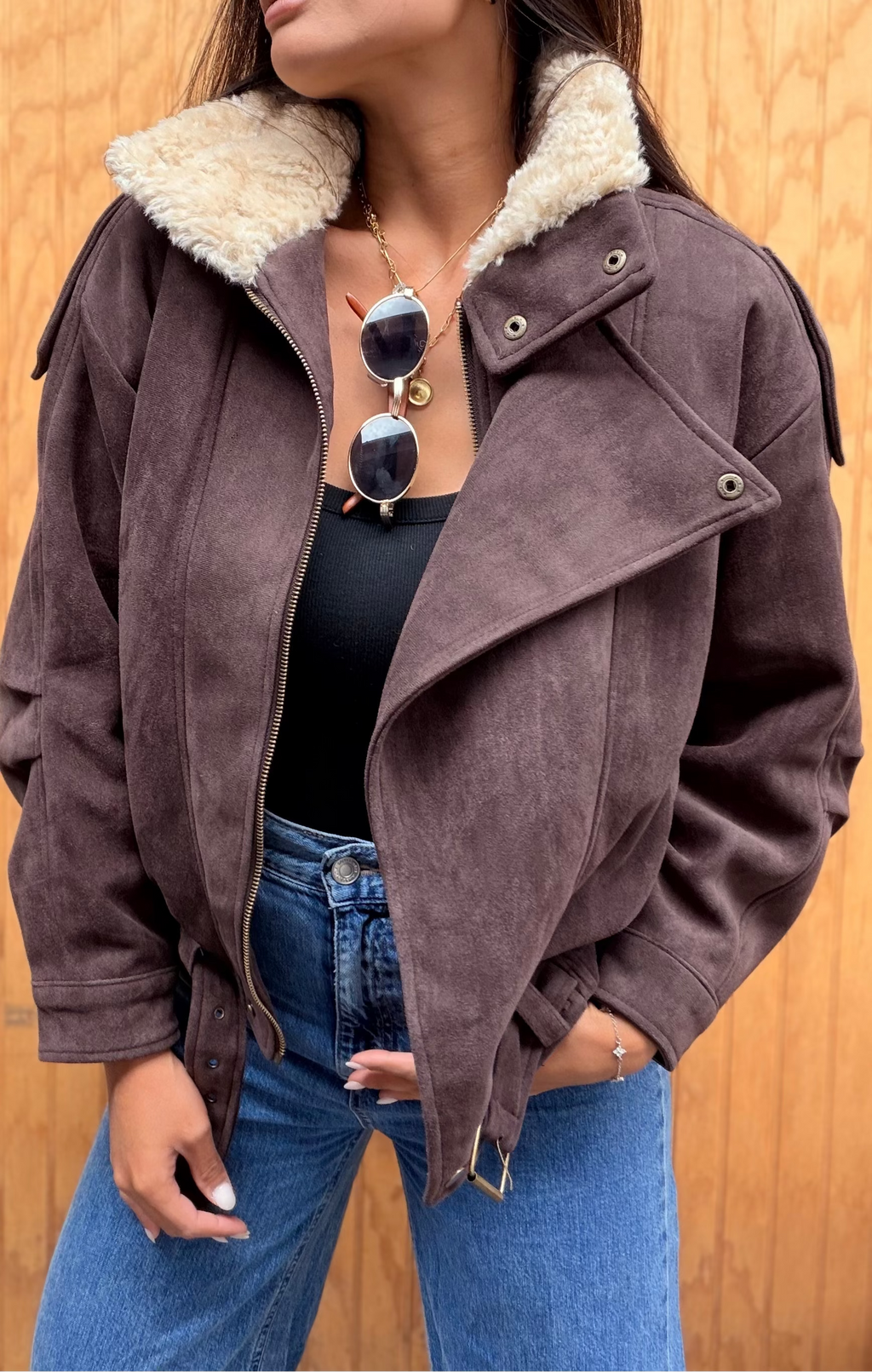 Chaqueta Biker Gamuza