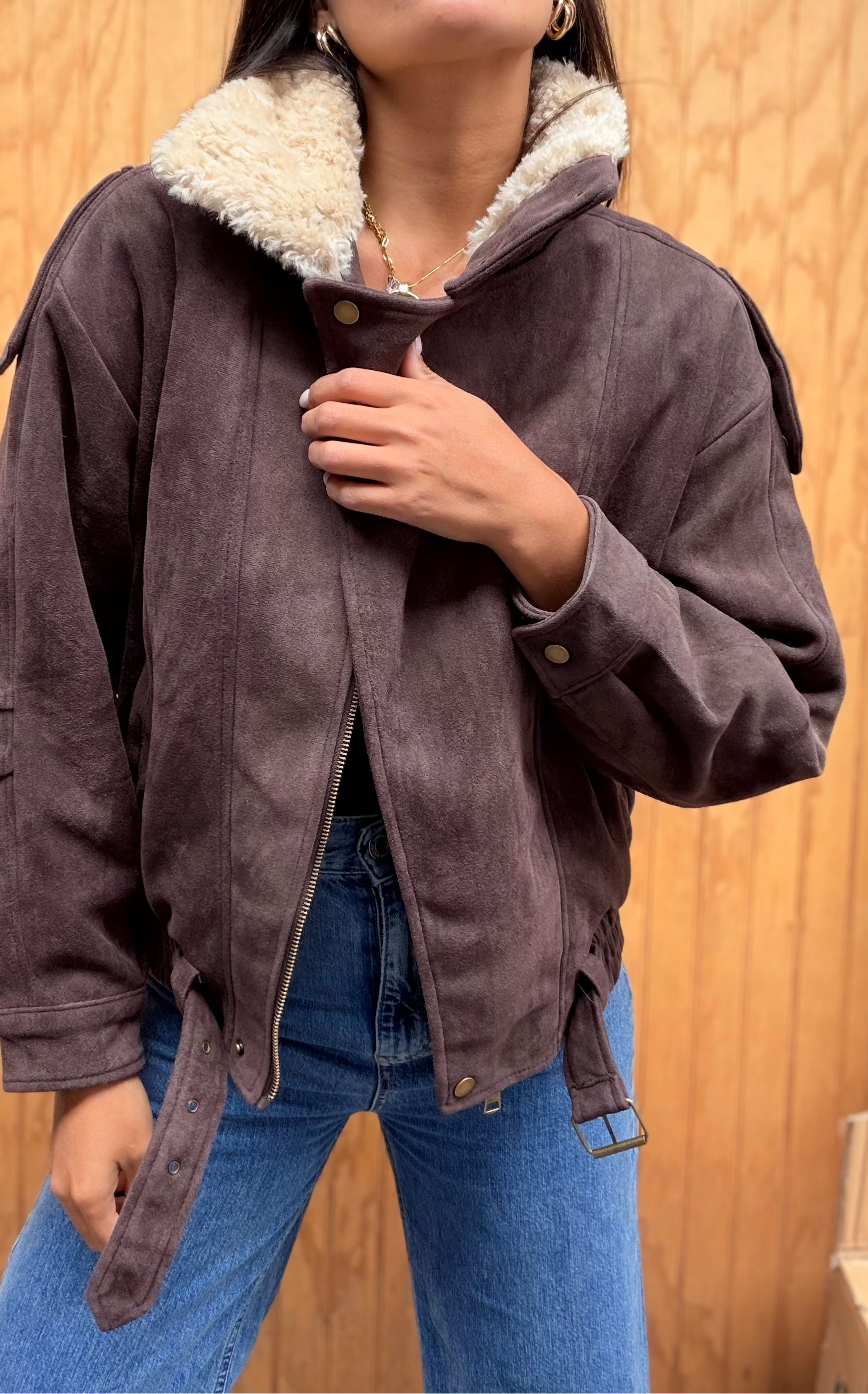 Chaqueta Biker Gamuza