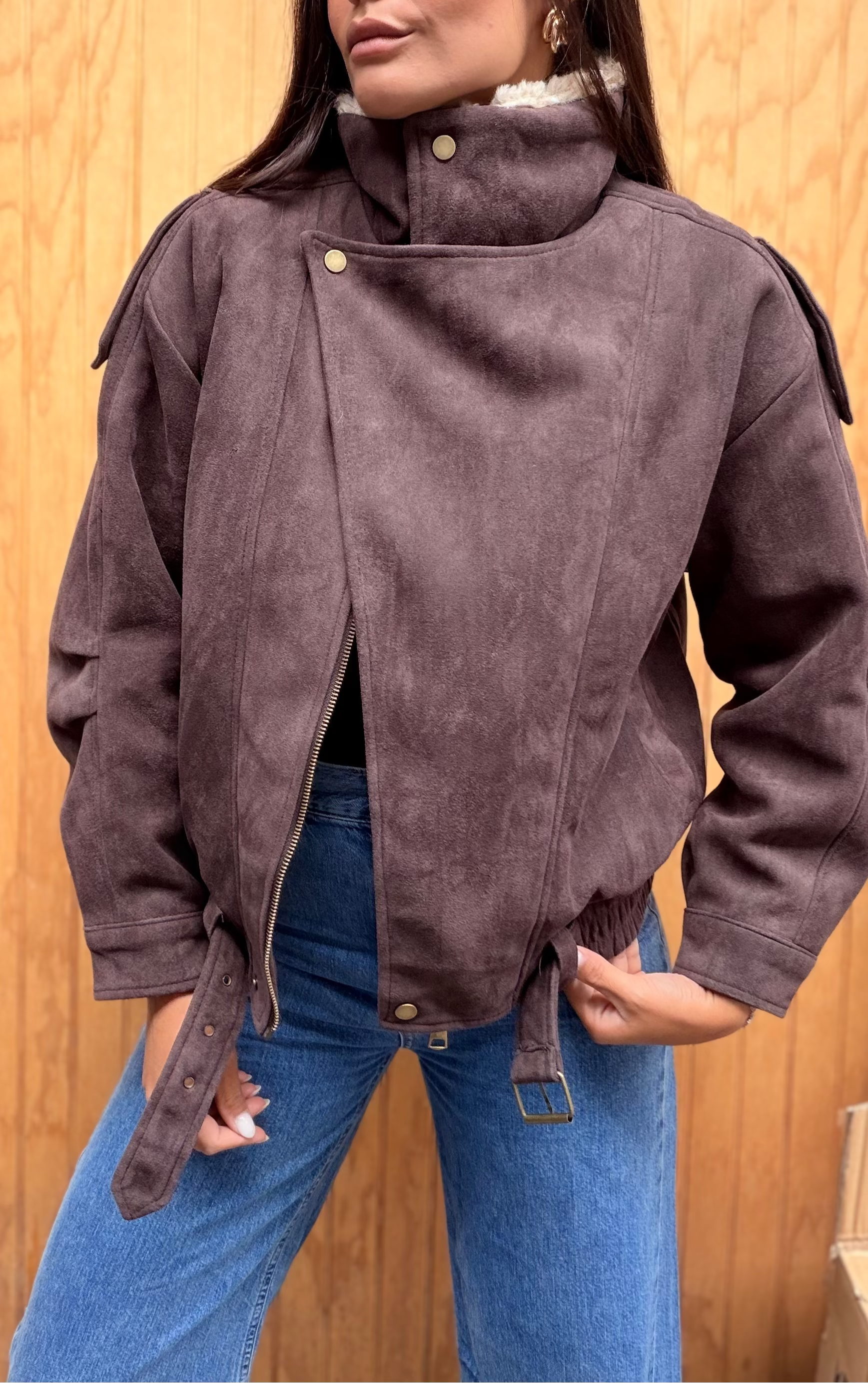 Chaqueta Biker Gamuza