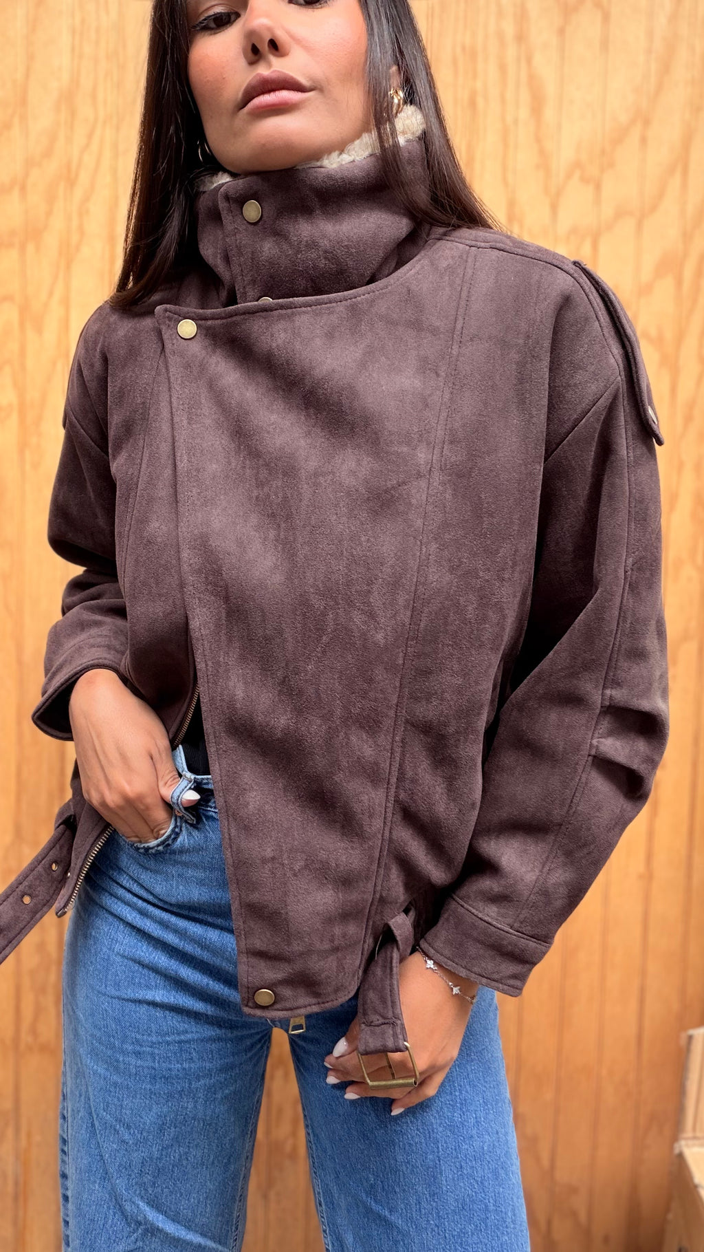 Chaqueta Biker Gamuza